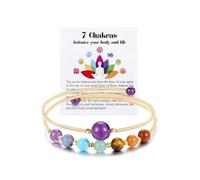 JSDDE Bracelet Élastique Enroulé en Fil Métal avec Perle Rond en Pierres Naturelles 7 Chakra Bracelet Fin Rigide Pierres et Cristaux Porte Bonheur Femme Fille Reiki Yoga Bijoux Breloques (Améthyste)