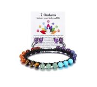 JSDDE Bracelet Macramé avec Perles 7 Chakra Pierres Naturelles Unisexe | Bracelet Corde Tressé Noir avec 7 Chakras Pierres Design Noeud Bijou Bohème Ajustable pour Hommes et Femmes