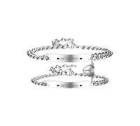 JSDDE Bracelets Couple Amoureux Coeur Separable Magnétique en Acier Inoxydable ID Bracelet Identification Breloque Barre Personnalisé Prénoms Initiales Gravure Distance Cadeau Anniversaire (2 Argent)