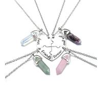 JSDDE Collier Amitié Coeur Separable pour 4 Meilleurs Amis avec Cristal | Collier Pendentif Puzzle de Coeur Divisi Gravure Best Friends Forever and Ever avec Pointe Cristal Chaîne Cadeau Amies Soeurs