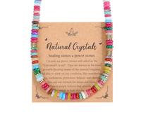 JSDDE Collier de Perle Couleur en Pierres et Cristaux Précieuses pour Femme Fille Collier Perles Colorée de Boulier Heishi de Pierres Naturelles 6mm Bijoux Bohèmes Plage Été Chakra Reiki Guérison