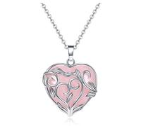 JSDDE Collier en cristal de guérison avec pendentif en forme de cœur en argent et pierre de quartz pour femme, Cuivre Cristal Argent Gemme