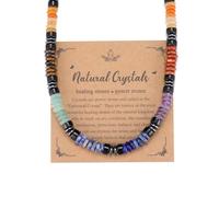 JSDDE Collier Homme avec Perles 7 Chakras Gemme 6mm Chakras Collier Perles Heishi Pierres et Cristaux Naturelles pour Femme Homme Yoga Bijoux Amulette Protection Porte-bonheur Cadeau Anniversaire Fete
