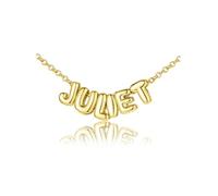 JSDDE Collier Initiale Bubble Personnalisable en Acier pour Femmes Collier Identification Pendentif Prénom Lettre Bulle Personnalisé 3D Alphabet Chaîne Fine Cadeau Anniversaire (Or 4-6 Lettres)