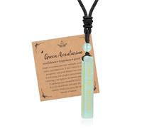JSDDE Collier Pendentif Colonne Rectangulaire Gravure Sable Doré pour Femme Homme Collier Barre Verticale Personnalisé Prénom Initiales Date Texte en Pierre Naturelle Cadeau Anniversaire (Aventurine)