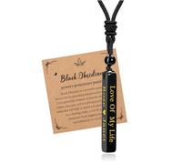 JSDDE Collier Pendentif Colonne Rectangulaire Gravure Sable Doré pour Femme Homme Collier Barre Verticale Personnalisé Prénom Initiales Date Texte en Pierre Naturelle Cadeau Anniversaire (Obsidienne)