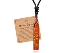 JSDDE Collier Pendentif Colonne Rectangulaire Gravure Sable Doré pour Femme Homme Collier Barre Verticale Personnalisé Prénom Initiales Date Texte en Pierre Naturelle Cadeau Anniversaire (Jaspe Rouge)
