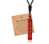 JSDDE Collier Pendentif Colonne Rectangulaire Gravure Sable Doré pour Femme Homme Collier Barre Verticale Personnalisé Prénom Initiales Date Texte en Pierre Naturelle Cadeau Anniversaire (Agate Rouge)