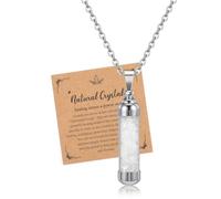 JSDDE Collier Pendentif Flacon en Verre Rempli Cristal Blanc Femmes Argent