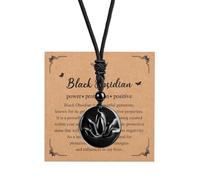 JSDDE Collier Pendentif Fleur Lotus en Obsidienne Noire Naturelle pour Homme Femme Collier Protection Médaillon avec Lotus en Relief en Pierre Naturelle Bijoux Amulette Porte Bonheur Reiki Unisexe
