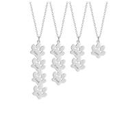 JSDDE Collier Pendentif Patte Chien Personnalisé 4 Noms Initiales en Acier Inoxydable Collier Patte Chat Mignonne Personnalisable Gravure pour Femme Fille Cadeau Couple Famille Anniversaire (Argent)