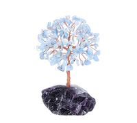 JSDDE Cristaux de guérison aigue-marine Feng Shui - Pierres naturelles polies - Figurines d'arbre de vie