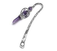 JSDDE Marque-page vintage en métal avec pendentif en améthyste et pierre précieuse - Cadeau pour femme, enseignant, lecteur