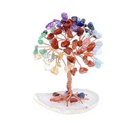 JSDDE MIini Arbre de Vie Chakra Décoration Feng-Shui Artisanat en Pierre Naturelle Ornement Guérison Arbre du Bonheur en Agate Géode Arbre 7Chakra Cadeau Fête des Mères