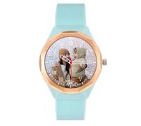 JSDDE Montre Photo Personnalisé pour Femme Homme, Montres Analogique Quartz Grand Cadran Facile à Lire en Métal, Montre Personnalisable Photo Image Bracelet en Silicone Boîte Or Rose (Vert)