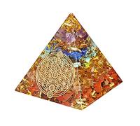 JSDDE Orgonite Pyramide d'Energie Pyramide de Résine Ornements en Pierre Cristal Chakra Décoration Fleur de Vie Cadeau Fête des Mères