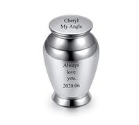 JSDDE Petite Urne pour Cendres Humaines en Acier Inoxydable Urne Crémation Porte Cendre Chien Chat Animaux Clous Poils Conteneur Funéraire Graver Prenom Personnalisé Souvenirs (Argent Personnalisé)