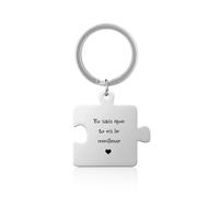 JSDDE Porte-clés di Puzzle Personnalisé Prénoms Initiales en Acier Inoxydable pour Femme Homme Porte Clef Amitié et Amour Gravure Personnalisable Texte Cadeau Couple Famille Meilleurs Amis (1 Argent)