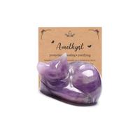 JSDDE Statuette Chat Endormi en Pierre Naturelle Bibelot Figurine Améthyste | Petite Figure Sculpture Pierre et Cristal en Forme de Chat Blotti Décoration Bureau Lithotherapie Porte-Bonheur Cadeau Femmes