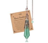 JSDDE Vintage Pendule Divinatoire en Pierre Naturelle Hexagone Pointu à Facettes Pendules Radiesthésie Pierre et Cristal pour Divination Ésotérisme Rétro Pendule Égyptien Laiton Spirituel (Aventurine)