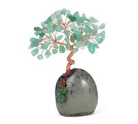 JSDDE Zen Bonsaï Arbre de Cristal en Pierres Naturelles Arbre de Vie Ornement Feng Shui Porte Bonheur Pierres et Cristaux Vase Céramique de Pavé Reiki Chakra Guérison Décoration 12-13cm (Aventurine)