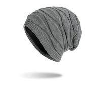 JSDing Chapeau d'hiver Unisexe Chapeau Doux Stretch Tricot Doublé Épais Chaud Chapeau Slouchy Ski Bonnets Chapeau De Laine Baggy Chapeaux De Planche À roulettes Chapeaux pour Hommes et Femmes Couple