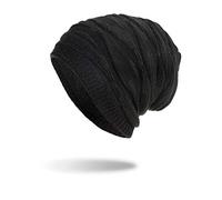 JSDing Chapeau d'hiver Unisexe Chapeau Doux Stretch Tricot Doublé Épais Chaud Chapeau Slouchy Ski Bonnets Chapeau De Laine Baggy Chapeaux De Planche À roulettes Chapeaux pour Hommes et Femmes Couple