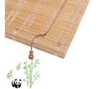 JSDMBD Store Bambou sur Mesure, Store Enrouleur en Bambou Naturel, 70% Ombrage, Intérieur/Extérieur pour Fenêtre, Balcon, Terrasse et Pergola I+carbonized Color