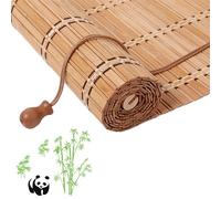JSDMBD Store Bambou sur Mesure, Store Enrouleur en Bambou Naturel, 70% Ombrage, Intérieur/Extérieur pour Fenêtre, Balcon, Terrasse et Pergola F+ carbonized Color