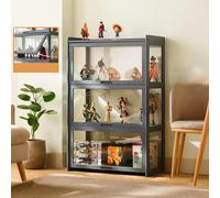 JSDMBD Vitrine pour Collection, 3/4 Niveaux Vitrine Salon de Rangement pour Figurine Object Mange, Transparent Boite Presentoir en Acrylique, Vitrine pour Mini Figurines d'action avec Couleur du Bois