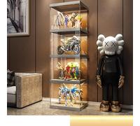 JSDMBD Vitrine pour Collection, 4/5/6 Niveaux Vitrine Salon de Rangement pour Figurine Object Mange, Transparent Boite Presentoir en Acrylique, Vitrine pour Mini Figurines d'action avec (Blanc)