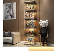 JSDMBD Vitrine pour Collection, 4/5/6 Niveaux Vitrine Salon de Rangement pour Figurine Object Mange, Transparent Boite Presentoir en Acrylique, Vitrine pour Mini Figurines d'action avec (Blanc)
