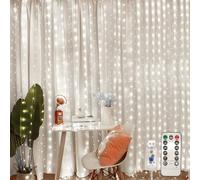 Jsdoin 360LED Guirlande Lumineuse,3.6x3M USB Rideau Lumineux Noel Intérieur,8 Modes Dimmable avec Télécommande et Minuterie, Etanche Guirlande LED Decoration de Noël, Mariage, Fenêtre (Blanc froid)