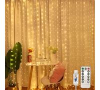 Jsdoin 360LED Guirlande Lumineuse,3.6x3M USB Rideau Lumineux Noel Intérieur,8 Modes Dimmable avec Télécommande et Minuterie, Etanche Guirlande LED Decoration de Noël, Mariage, Fenêtre (Blanc Chaud)