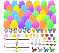 Jsdoin 48PCS Kit de Chasse aux œufs de Pâques, Kinder Surprise Oeuf avec des Jouets Fantaisie Oeufs colorés Pâques Store Box Jouets pour Pâques Party Favors Jeux de Chasse Cadeaux de Pâques