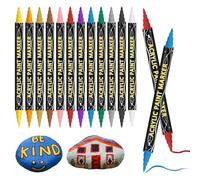 Jsdoin Acrylique pour Pierres Imperméables,12 Couleurs Marqueurs Peinture Acrylique, 0.5-5mm acryliques à double pointe imperméables pour toile, verre, papier, céramique, Pierre, décoration en bois