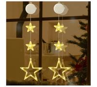 Jsdoin Étoile Lumières LED de Noël, 2 Pièces Lumières de Ventouse, Minuteur, Alimenté par Batterie, Rideau Suspendu Lumière pour Décoration de Noël, Fête, Mariage