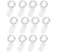 Jsdoin Guirlande Lumineuse à Piles, Lot de 12 Pièce Fée Chaîne Lumières 2m 20 LEDs Guirlande en Cuivre Étanche pour Décoration Anniversaire, Fête, Mariage, Noël, Pelouse (Blanc froid)