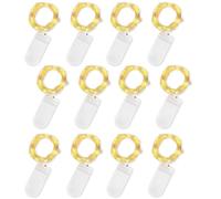 Jsdoin Guirlande Lumineuse à Piles, Lot de 12 Pièce Fée Chaîne Lumières 2m 20 LEDs Guirlande en Cuivre Étanche pour Décoration Anniversaire, Fête, Mariage, Noël, Pelouse (Blanc Chaud)