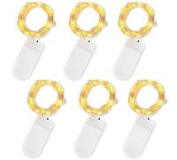 Jsdoin Guirlande Lumineuse à Piles, Lot de 6 Pièce Fée Chaîne Lumières 2m 20 LEDs Guirlande en Cuivre Étanche pour Décoration Anniversaire, Fête, Mariage, Noël, Pelouse (Blanc Chaud)