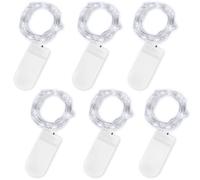 Jsdoin Guirlande Lumineuse à Piles, Lot de 6 Pièce Fée Chaîne Lumières 2m 20 LEDs Guirlande en Cuivre Étanche pour Décoration Anniversaire, Fête, Mariage, Noël, Pelouse (Blanc froid)
