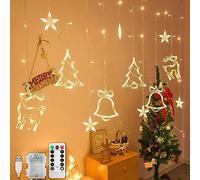 Jsdoin Guirlande lumineuse LED pour rideau de Noël - Étanche - 3,5 m - 8 modes - Pour fête de mariage, jardin, chambre à coucher - USB + boîte à piles