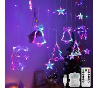 Jsdoin Guirlande lumineuse LED - Rideau de Noël - 3,5 m - Étanche - Guirlande lumineuse de Noël - 8 modes - Pour mariage, fête, jardin, chambre à coucher - USB + boîte à piles