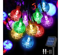 Jsdoin Guirlande lumineuse solaire à 50 LED étanche, 8 modes d’éclairage pour intérieur/extérieur, 10 m/32.8 ft pour jardin, Terrasse, Sapin Noël, Mariage, Fête (Multicolore)