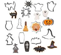 Jsdoin Lot de 12 Emporte-pièces d'Halloween en Acier Inoxydable, Sorcière, Fantôme, Crâne, Chat Noir, Pic, Pierre Tombale, Emporte Pièces 3D pour la Cuisine, Fête Décorations de Fête d'Halloween