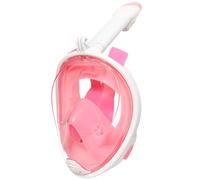 Jsdoin Masque de Plongée,180°View Masque Snorkeling Plein Visage, Anti-buée et Design Pliable pour Adultes Enfants (Blanc/Rose, X/XL)