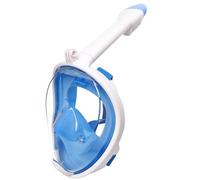 Jsdoin Masque de Plongée,180°View Masque Snorkeling Plein Visage, Anti-buée et Design Pliable pour Adultes Enfants (Blanc/Bleu, X/XL)