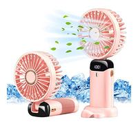 Jsdoin Mini Ventilateur à Main USB Portatif Portable Ventilateur De Bureau, Petit Ventilateur de Poche 5 Vitesses Avec Base, Ventilateur de Bureau Pliable Pour Bureau, Extérieur (Rouge)