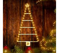 Jsdoin Noel Guirlande Lumineuse Electrique, 0.9M 75LED Échelle Guirlande Lumineuse Pile avec Minuterie, 8 Modes, Étanche Échelle Guirlande Lumineuse Sapin de Noel pour Intérieur Fenêtre Decoration