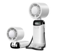 Jsdoin Petit Mini Ventilateur Portable, Mini Ventilateur à main usb Portatif Portable Rechargeable avec 5 vitesses écran LED pour la maison, bureau, chambre à coucher, voyages en plein air (Blanc)